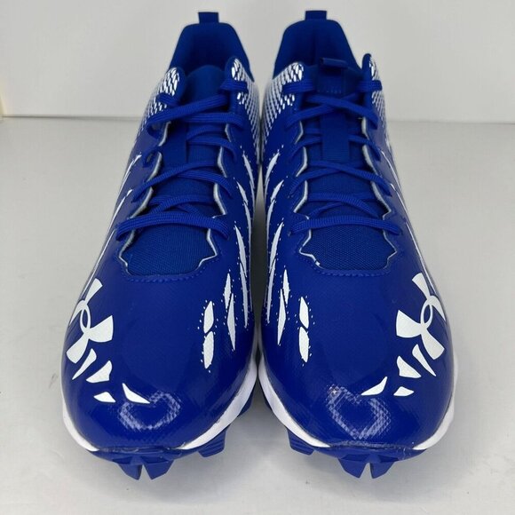 Under Armour Mens Blue White Spotlight Franchise RM Size 10.5 Football Cleats main image 4
